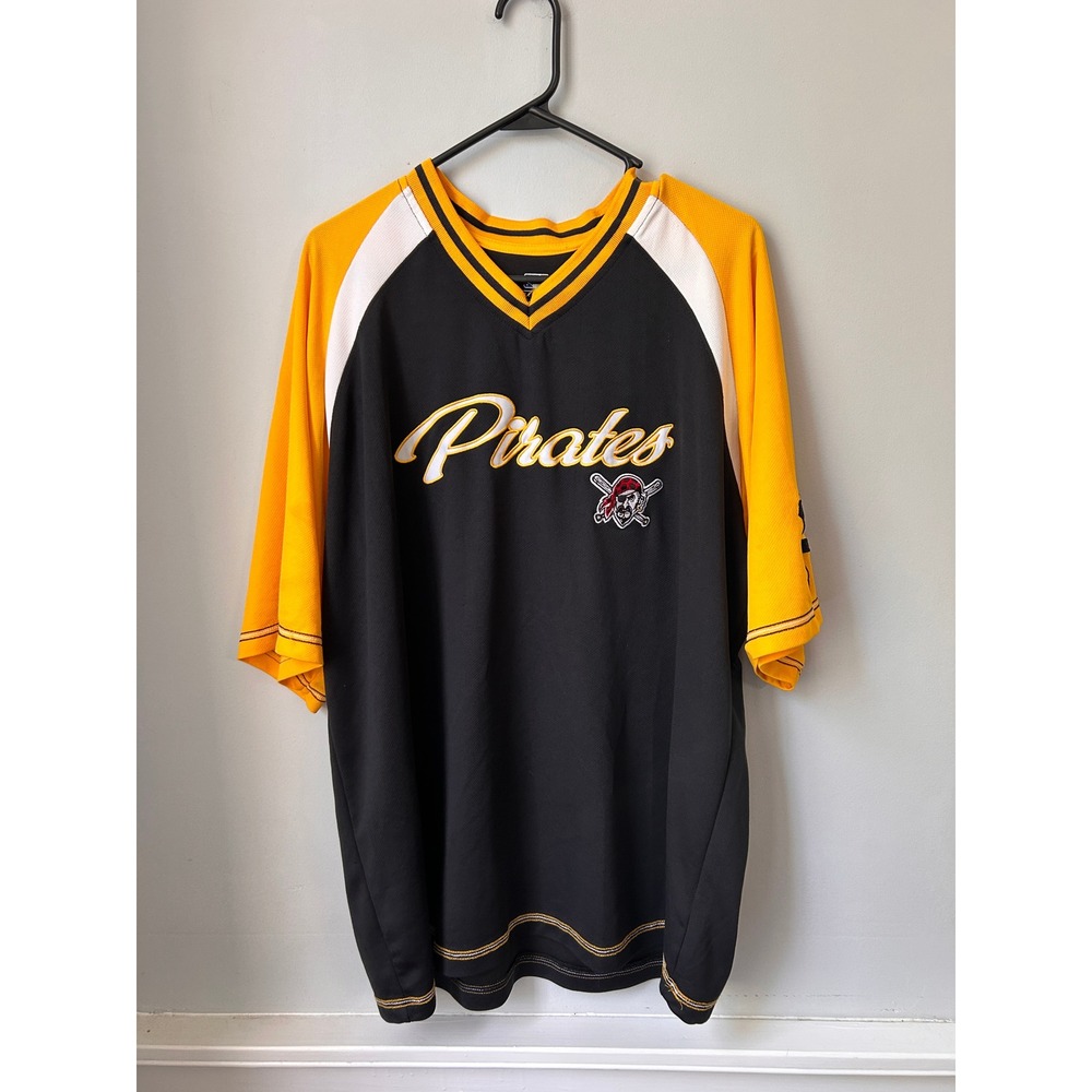 MLB Pittsburgh Pirates V-Neck Jersey Black Gold Genuine Merchandise 2XL TF63